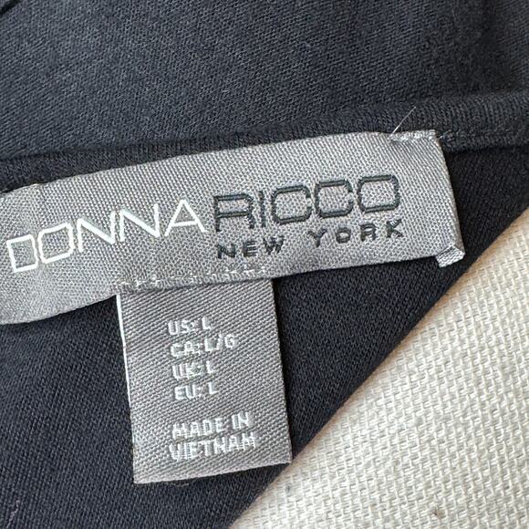 Donna Ricco Fit and Flare Sleeveless Dress LBD Black Stretch Knit  Knee Length L - Picture 5 of 7